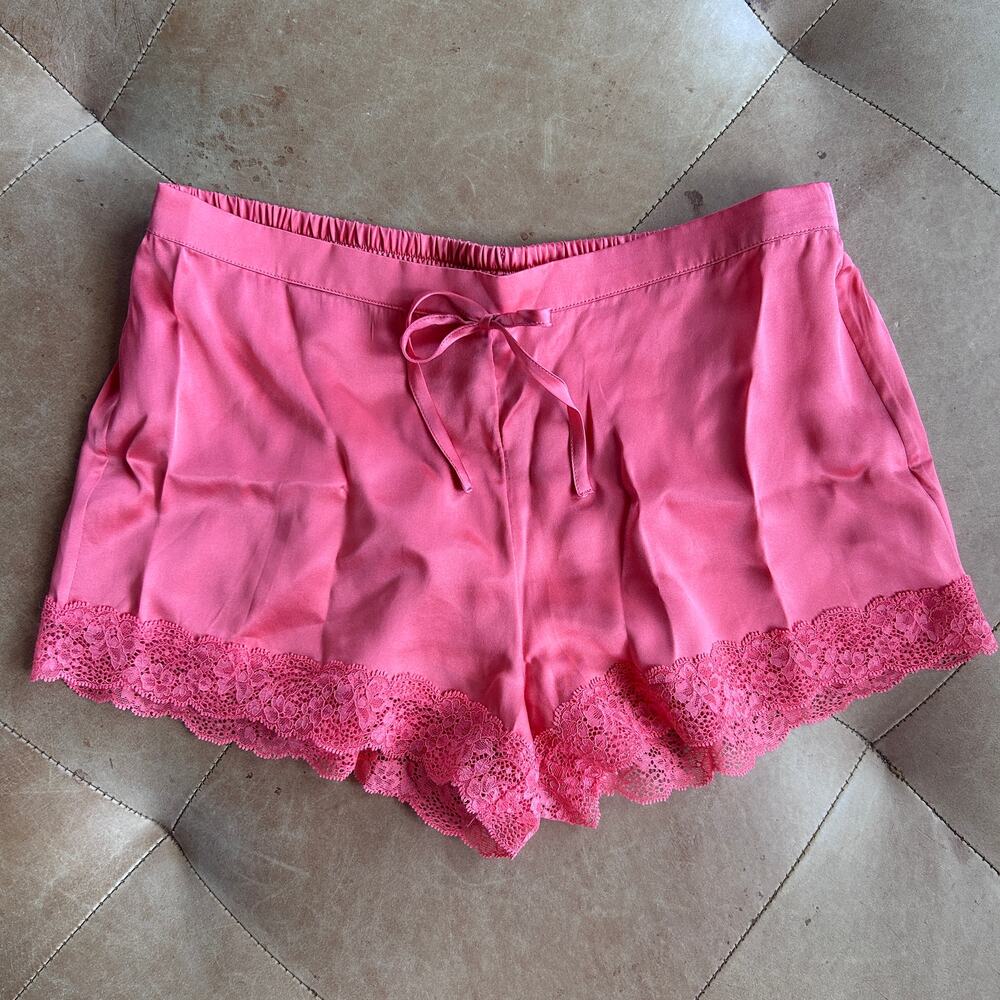 Etam 100% Silk Lace Shorts Pink French Lingerie Sleep Shorts NWT Womens S XS